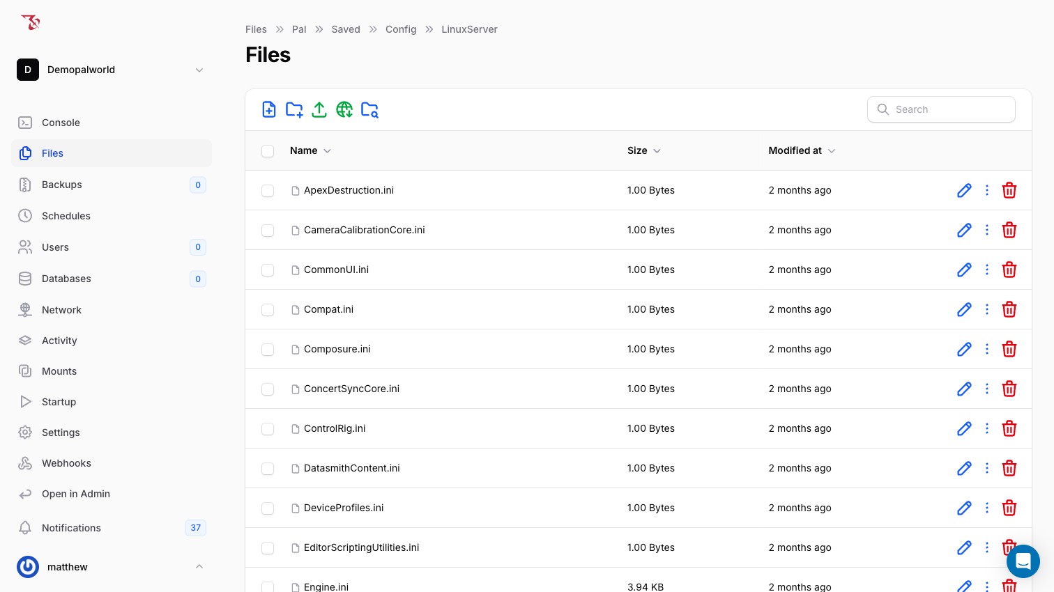 The LinuxServer config folder in the file manager