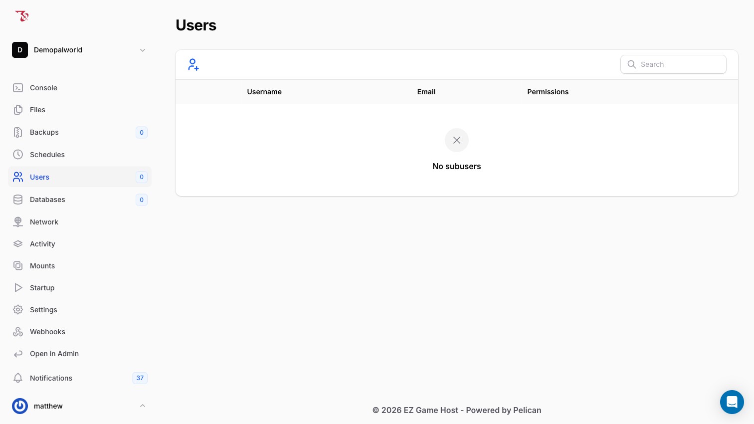 The Users page with the invite icon in the toolbar
